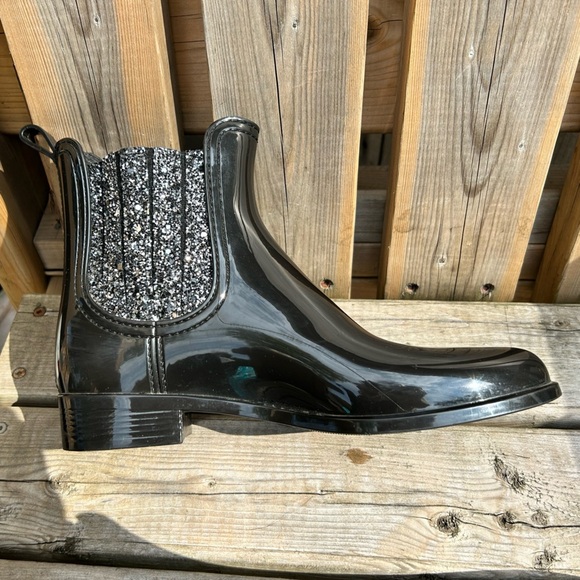 Lemon jelly Chelsea rain boots, with sparkles Metallic Black size 39/8-8.5 - Picture 5 of 9
